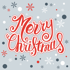 Vector Merry Christmas card with Christmas lettering, handmade calligraphy