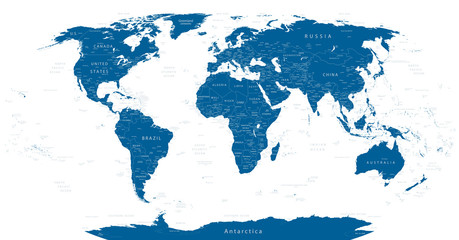 Fototapeta na wymiar Highly Detailed World Map