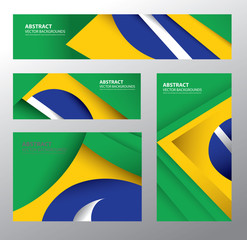Abstract Brazil Flag, Brazilian Colors (Vector Art)