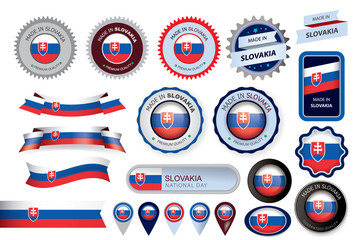 Made in Slovakia Seal, Slovak Flag (Vector Art)