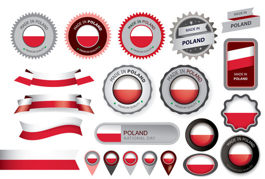 Made in Poland Seal, Polish Flag (Vector Art)