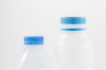blue cap of plastic bottle isolated on white background.
