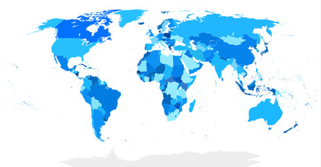 Fototapeta na wymiar Highly Detailed Blind World Map Blue