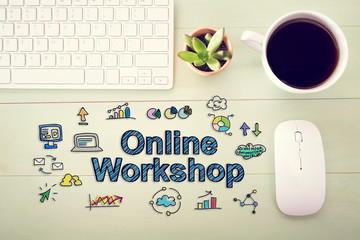 Online workshop concept with workstation