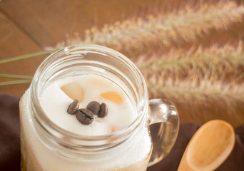 Fresh iced coffee with milk