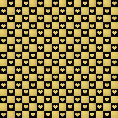 black & gold hearts pattern seamless, texture background