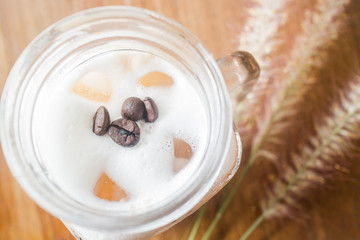 Fresh iced coffee with milk
