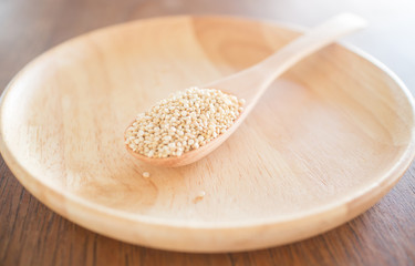 Raw organic white quinoa seeds