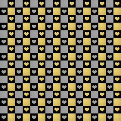 black, gold & silver hearts pattern seamless, texture background