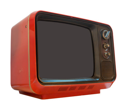 The old red TV on the isolated