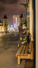 Naklejka na ściany i meble a copper sculpture of a bull in Tallinn