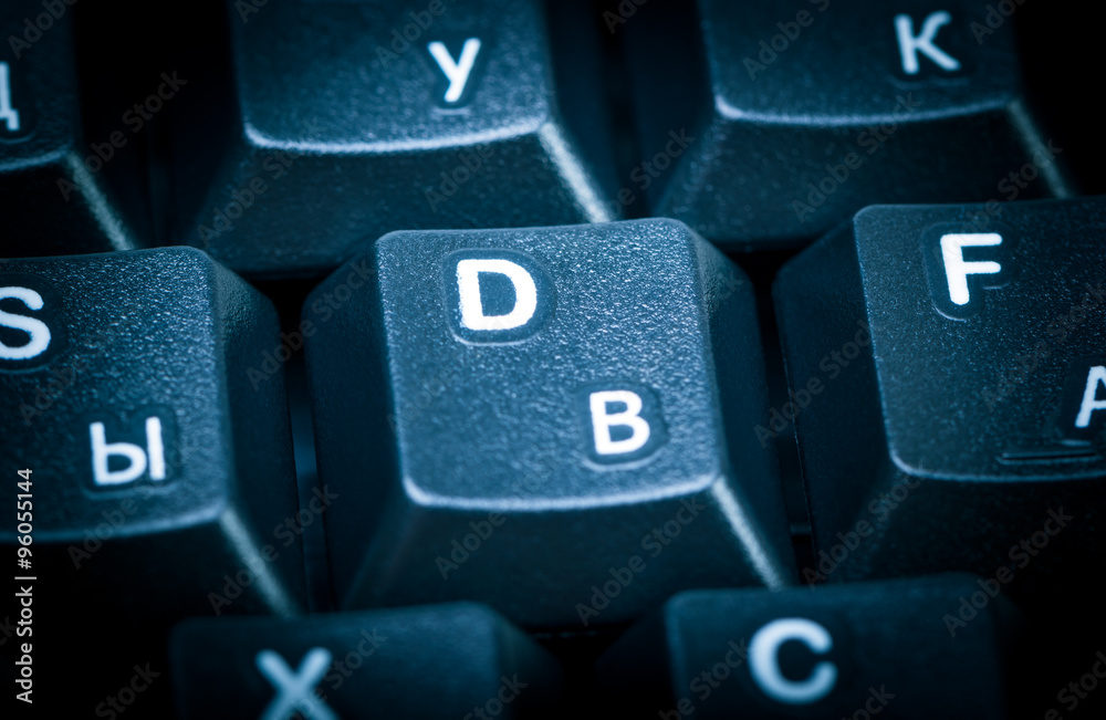 Fototapete Electronic collection - detail computer keyboard. Focus on the c