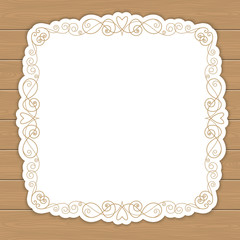 Wood background with curly frame