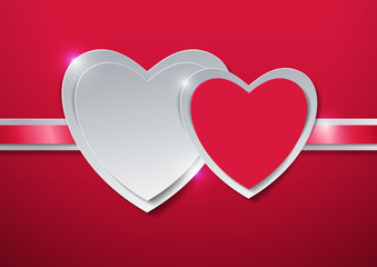 Valentines Day. Hearts cut out from Paper