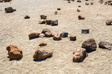 Fototapeta na wymiar Volcanic bombs on Montana Blanca, Teide National Park, Tenerife, Canary Islands, Spain