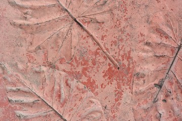 leaf print on natural style cement texture
