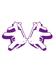 2 guns shoot snapshot Uzis purple girl
