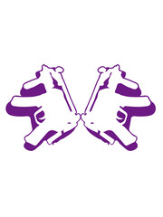 2 guns shoot snapshot Uzis purple girl