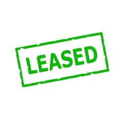 Leased Green stamp text on Rectangular white background