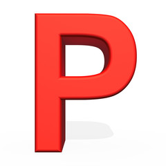 3d rendering letter P isolated on white background
