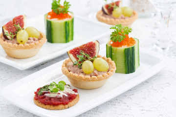 Set of festive mini appetizers