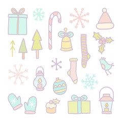 Christmas and New year hand drawn objects