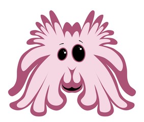 Cute pink monster isolated on white