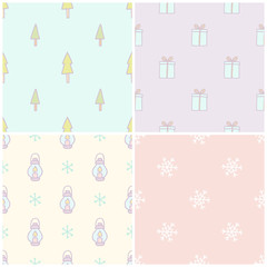 Set of 4 christmas seamless patterns