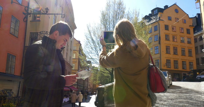 Two Tourists Walking in Stockholm