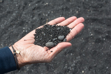 Close up of black sand, Big Island, Hawaii