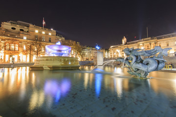 Traveling in the famous Trafalgar Square, London, United Kingdom