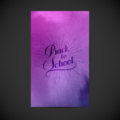 Back To School retro label on watercolor background. 