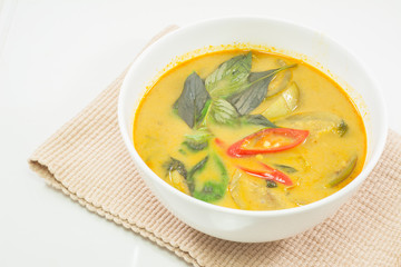 Green curry Chicken with brinjal Intense soup. Thailand food
