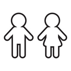 Man and Woman contour line icon Restroom symbol Isolated White background Flat design