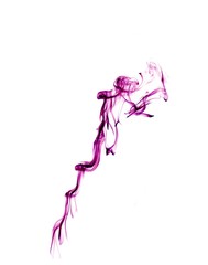 violet smoke trail isolated on white background