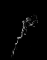smoke trail isolated on black background