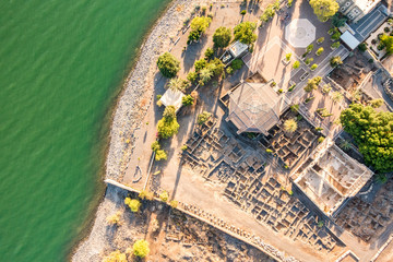 Aerial view of Capernaum, Galilee, Israel - obrazy, fototapety, plakaty