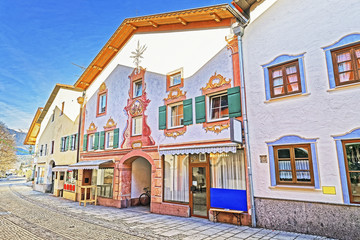 View of the street with beautifully decorated houses