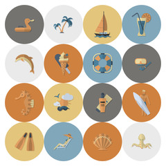 Summer and Beach Simple Flat Icons