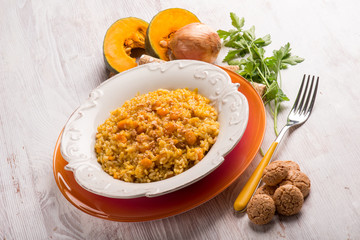 risotto with pumpkin and cookie