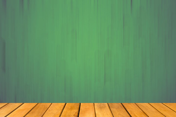 Wooden table with Abstract green color background - Ripple verti
