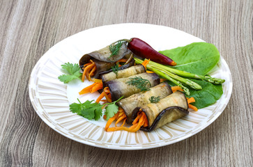 Eggplant rolls with carrot