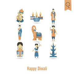 Diwali. Indian Festival Icons