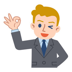 OKサインの若い白人ビジネスマン