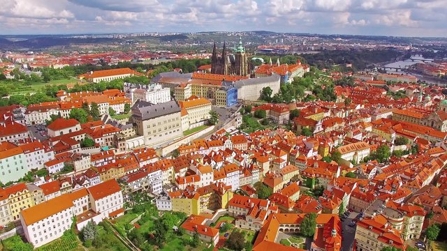 Area Lesser Town of Prague, near the church Saint Vitus, Ventseslaus and Adalbert. Czech Republic.
