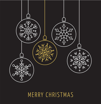 Snowlakes, geometric Christmas ornaments, background