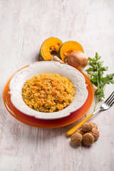 risotto with pumpkin and cookie