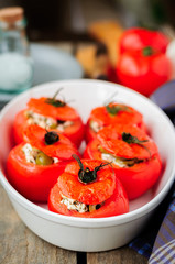 Cheese and Green Olive Stuffed Tomatoes