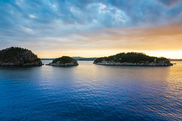 Fototapeta na wymiar Beautiful Norwegian fjord at sunset