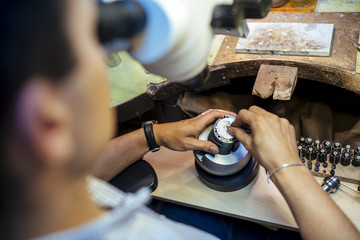 Naklejka premium Professional jeweler working